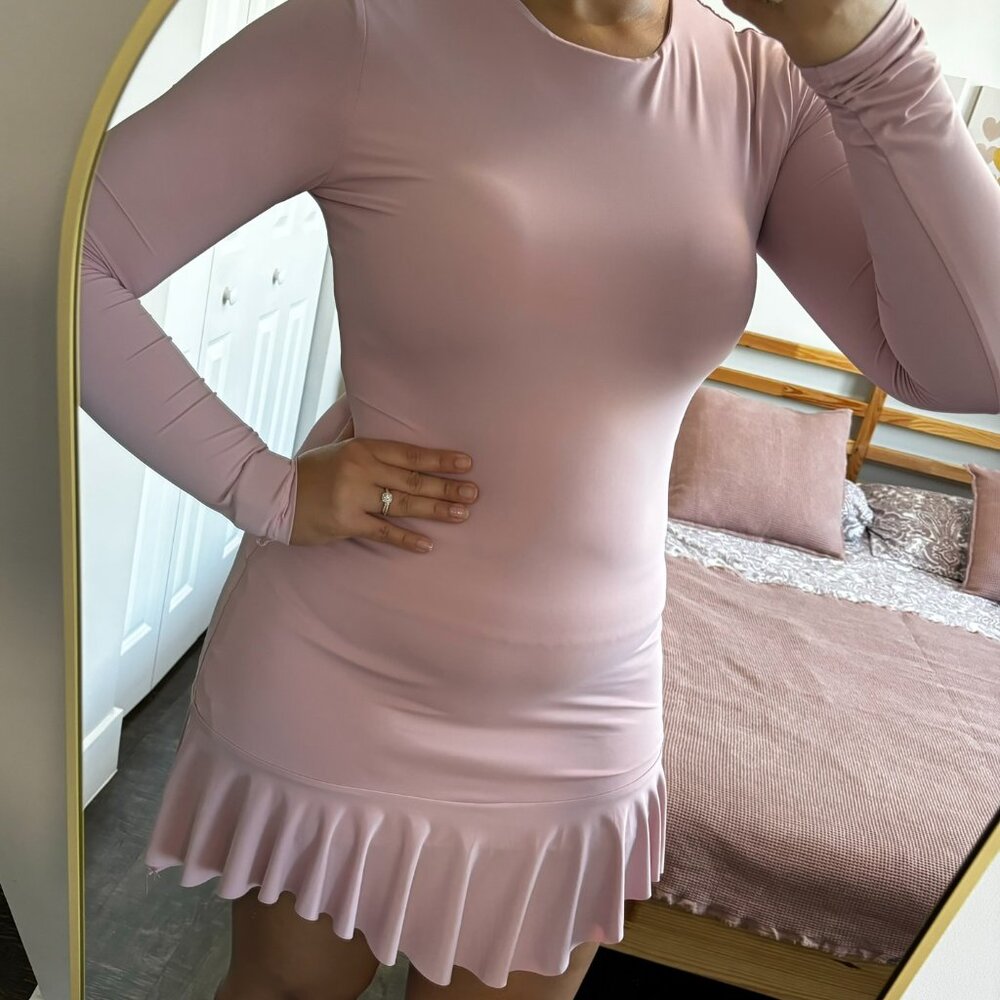 NWT Forever 21 Pleated Drop-Waist Mini Dress New (Pink) (Size L)